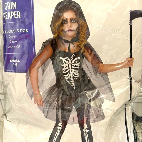 Halloween grim reaper costume kids size small 4-6 - Picture 1 of 4